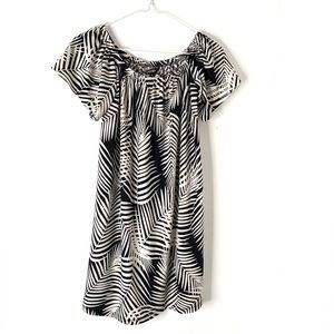 George Black Ivory Botanical Print Flutter Sleeve Dress NWT